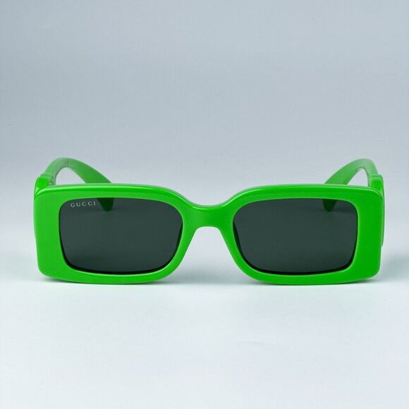 NEW Gucci GG1325S 009 Acid Green Grey Rectangle Unisex Sunglasses GG 1325s - Picture 3 of 11